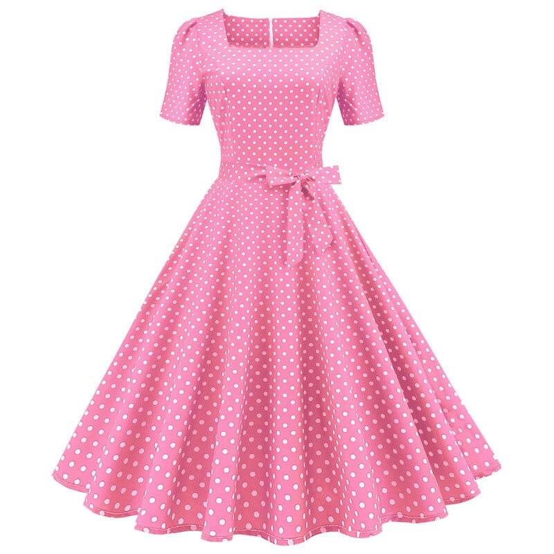 50s Pink Polka Dot Dress