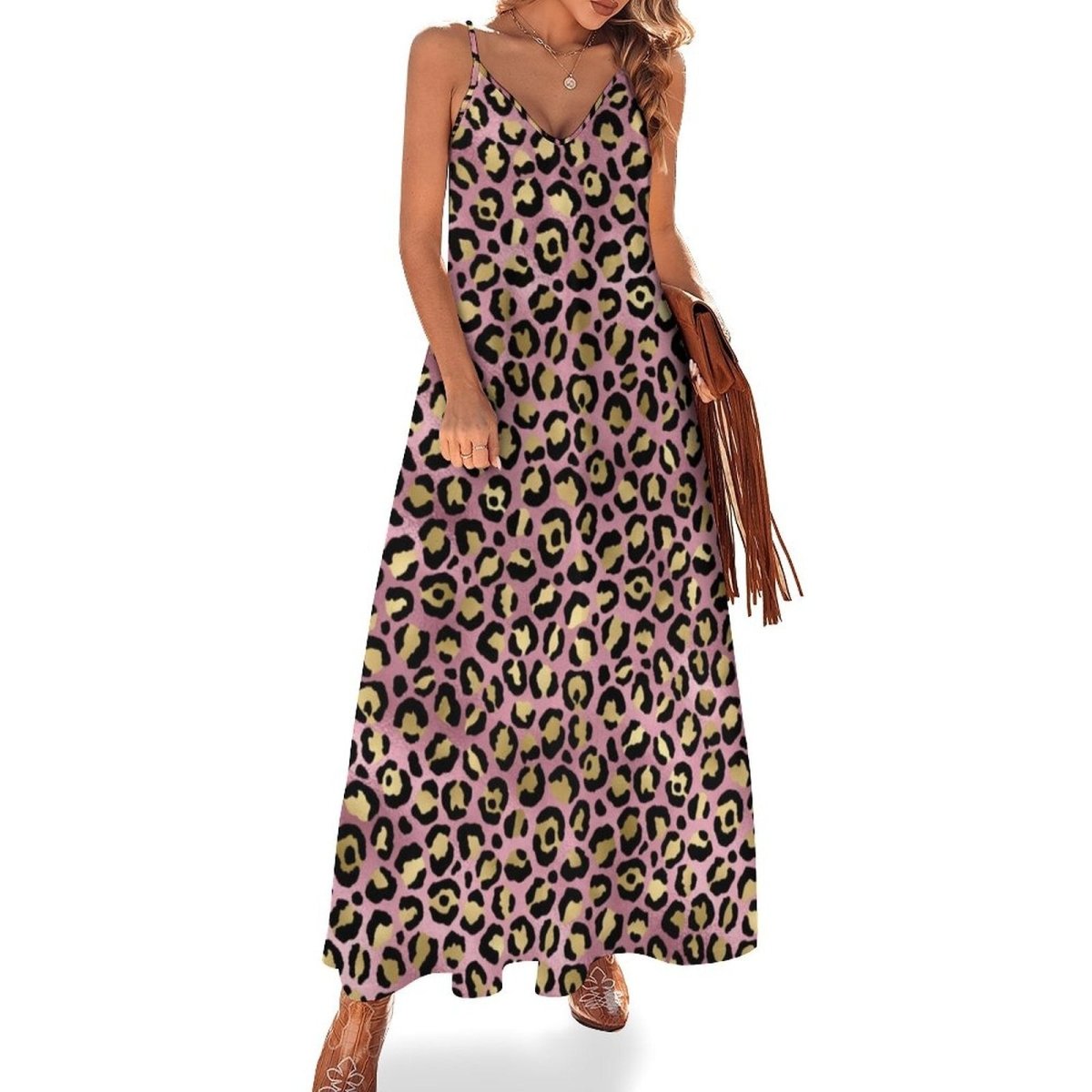 Plus Size Leopard 70s Dress