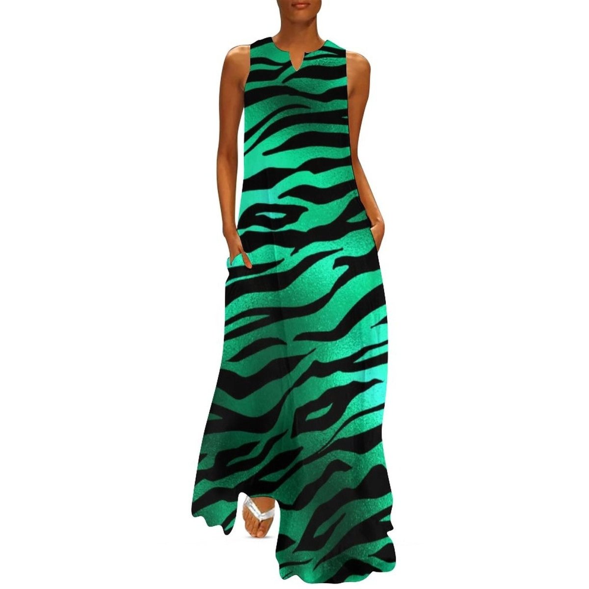 Vintage 70s Black And Green Dress