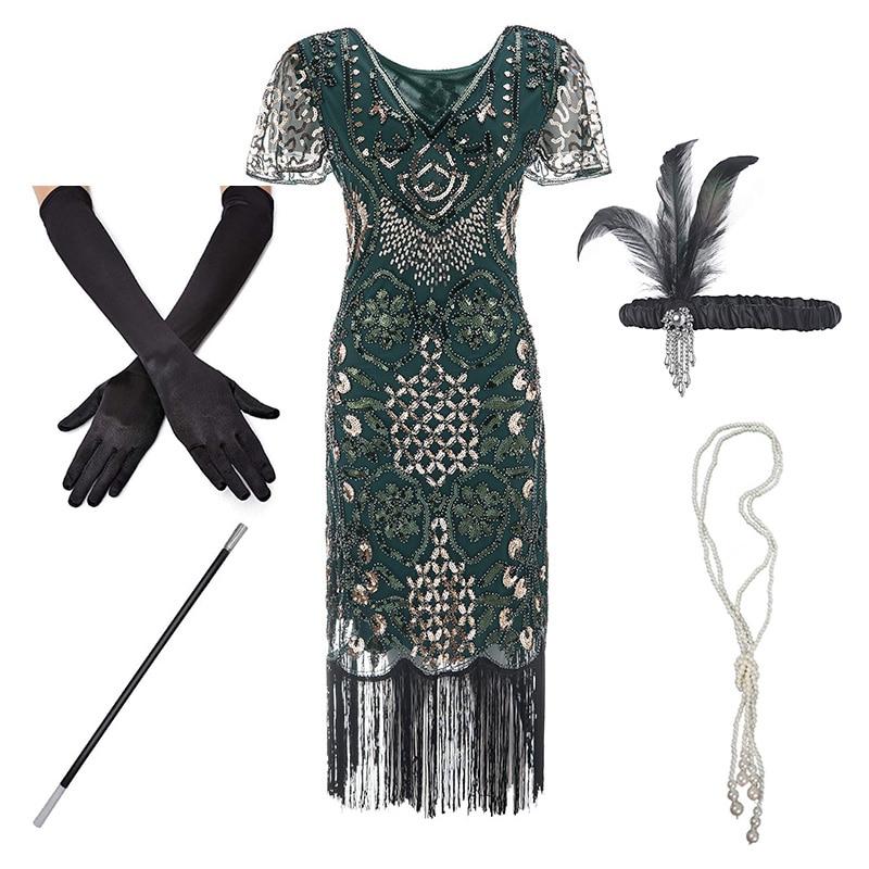 20s Dress Charleston Green