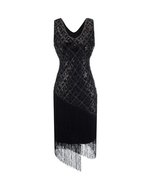 20s Vintage Plus Size Black Dress