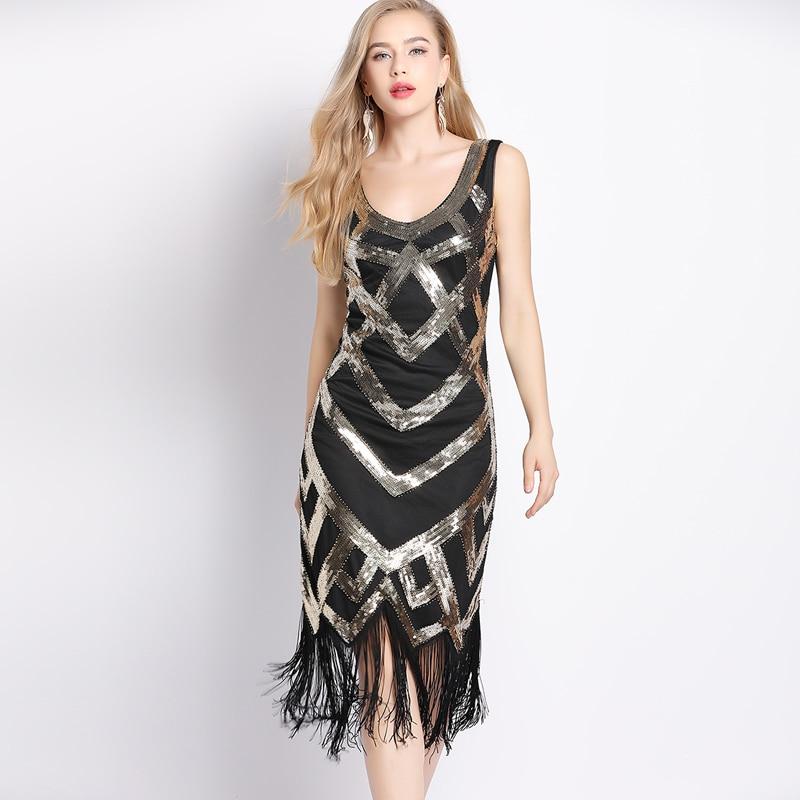 Vintage 20s Dress Black Gold