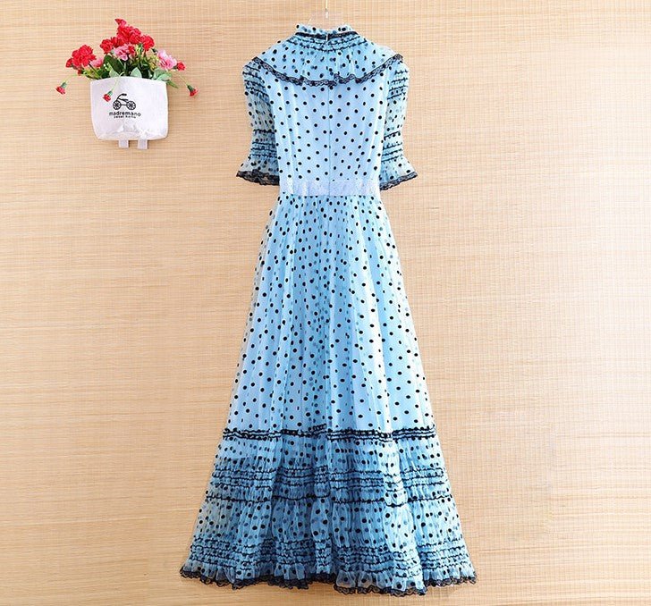 40s Blue Polka Dot Dress