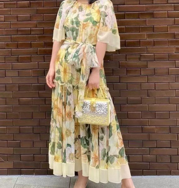 40s Chic Dress Yellow