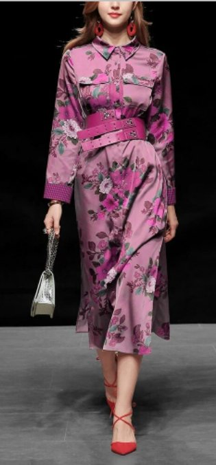 40s Dress High Neck Purple