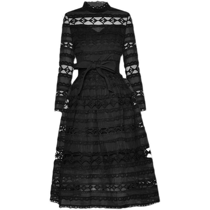 40s Black Openwork Dress