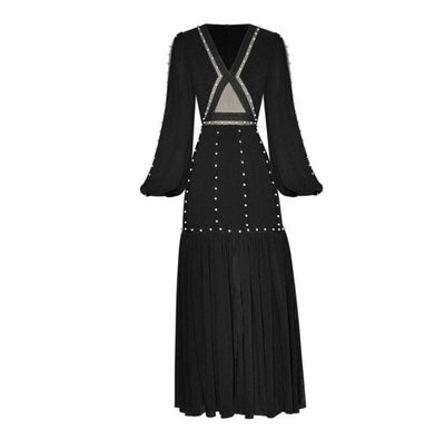 40s Black Beaded Dress