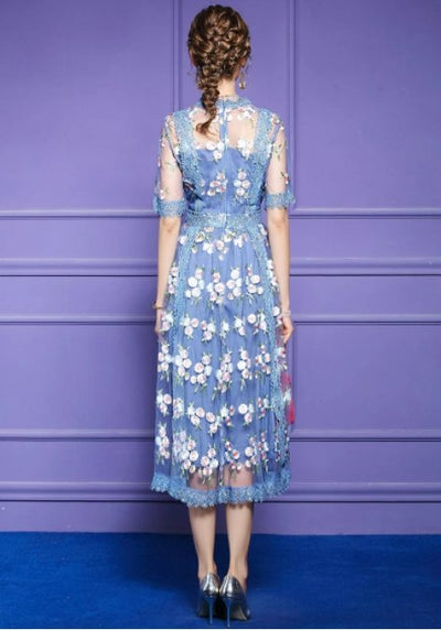 Slim 40s Dress Blue