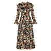 40s High Waist Black Floral Dress