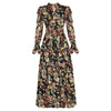 40s High Waist Black Floral Dress