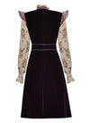 40s Floral Velvet Dress