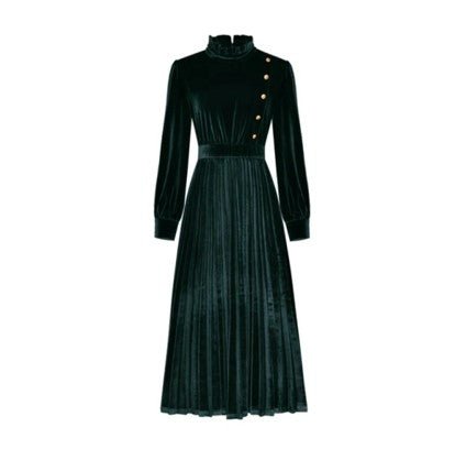 Green Velvet 40s Dress