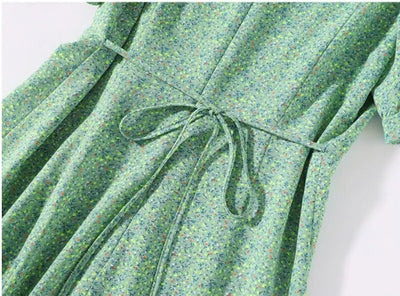 40s Dress Green Daisies