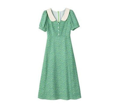 40s Dress Green Daisies