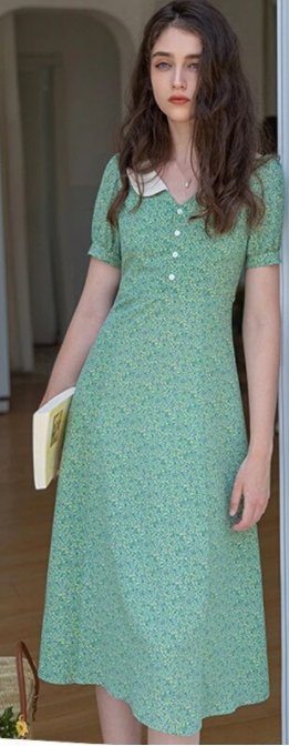 40s Dress Green Daisies