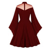 50s Burgundy Flutter Sleeve Dress