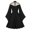 50s Black Flutter Sleeve Dress