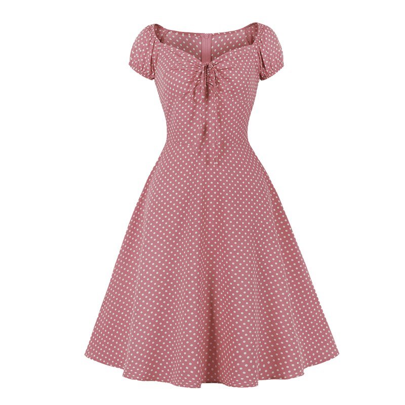 50s Pink Polka Dot Dress