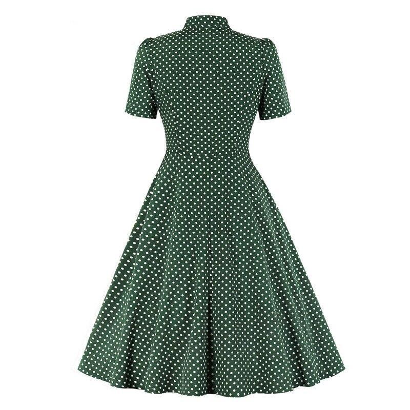 50s Vintage Green Polka Dot Dress