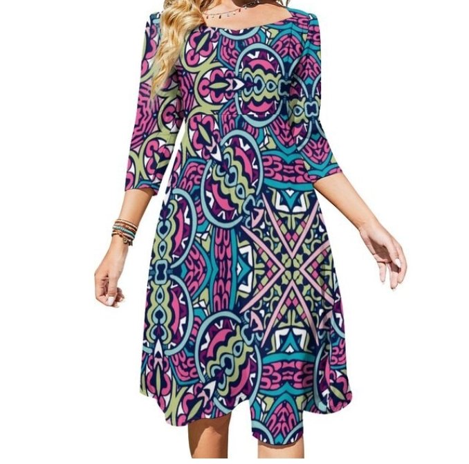 70s Hippie Casual Dress