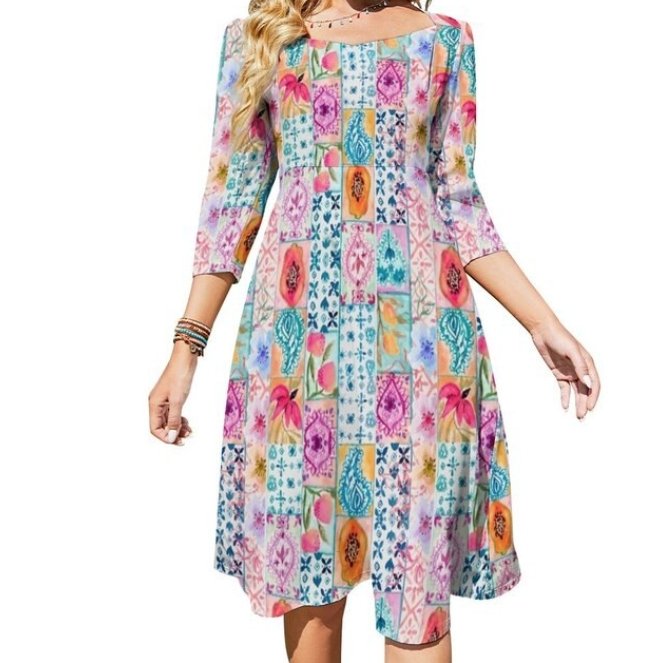 Floral 70s Hippie Dress