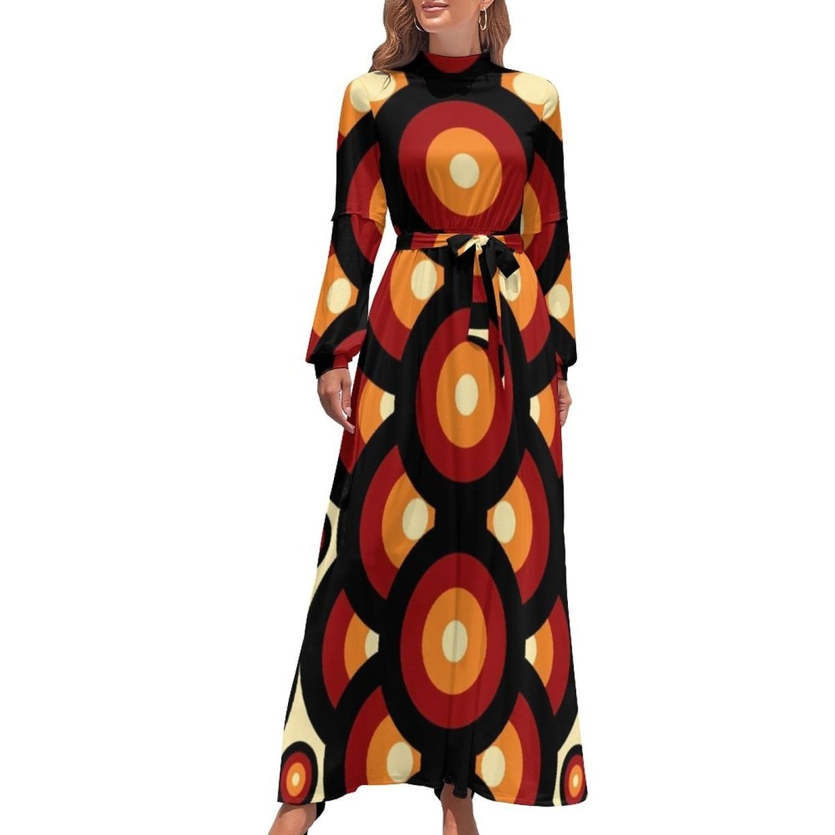 Orange And Black Bicolor Dress Year 70