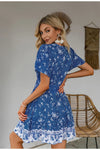 Vintage Floral Blue Dress