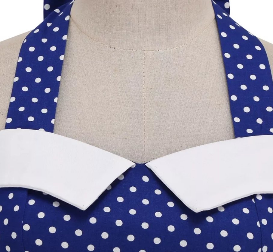 Blue Dress With White Polka Dots Vintage