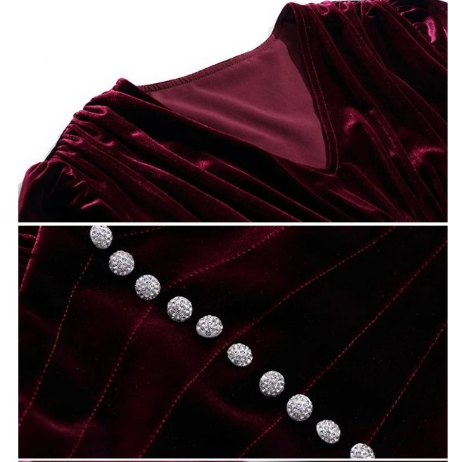 40s Vintage Style Burgundy Dress