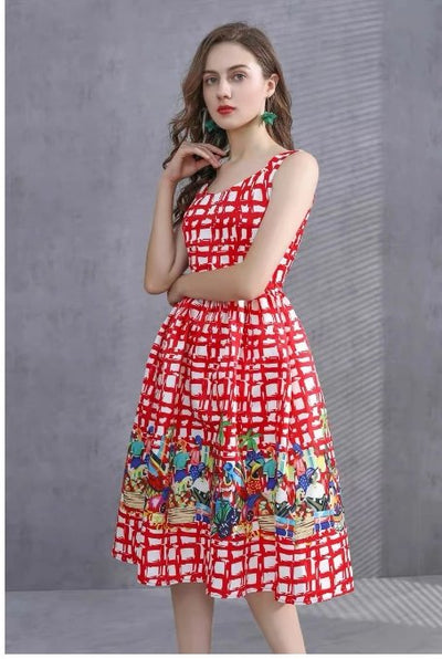 Vintage 40s Red Check Dress