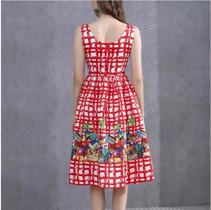Vintage 40s Red Check Dress