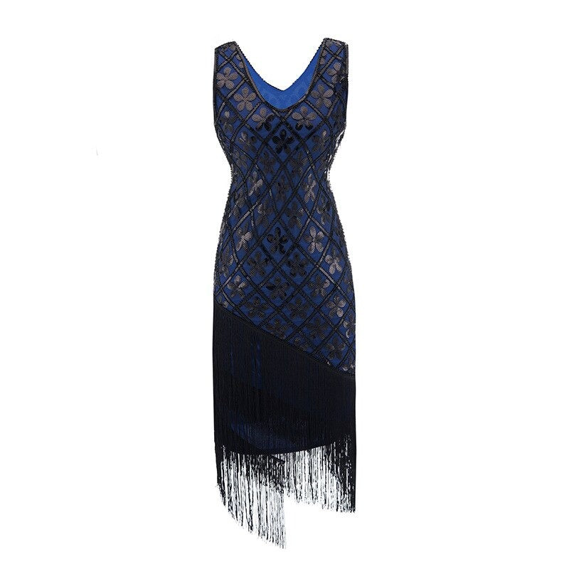 20s Charleston Dress - Black And Blue