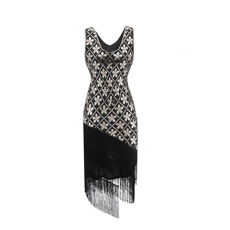 20s Charleston Dress - Black & Gold