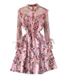 Pink Floral Vintage Short Dress
