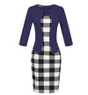 Blue Plaid 50s Pencil Dress