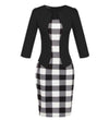 Black Plaid 50s Pencil Dress