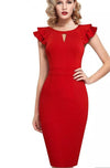 50s Pencil Dress Red