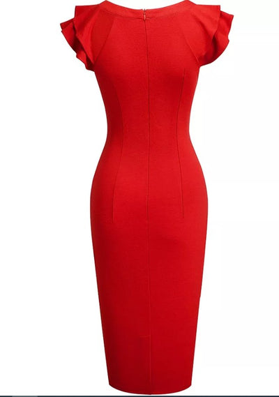 50s Pencil Dress Red