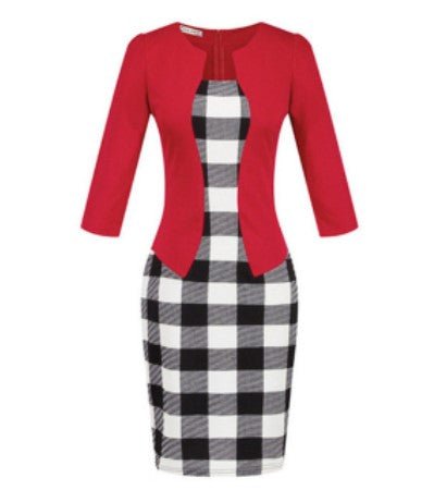 Red Check 50s Pencil Dress