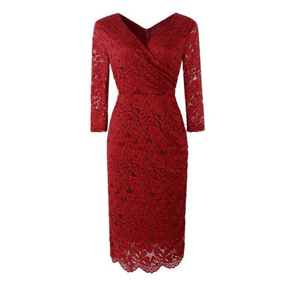 Vintage 50s Burgundy Pencil Dress