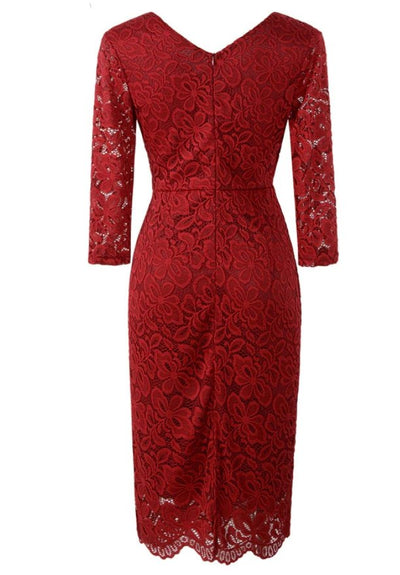 Vintage 50s Burgundy Pencil Dress