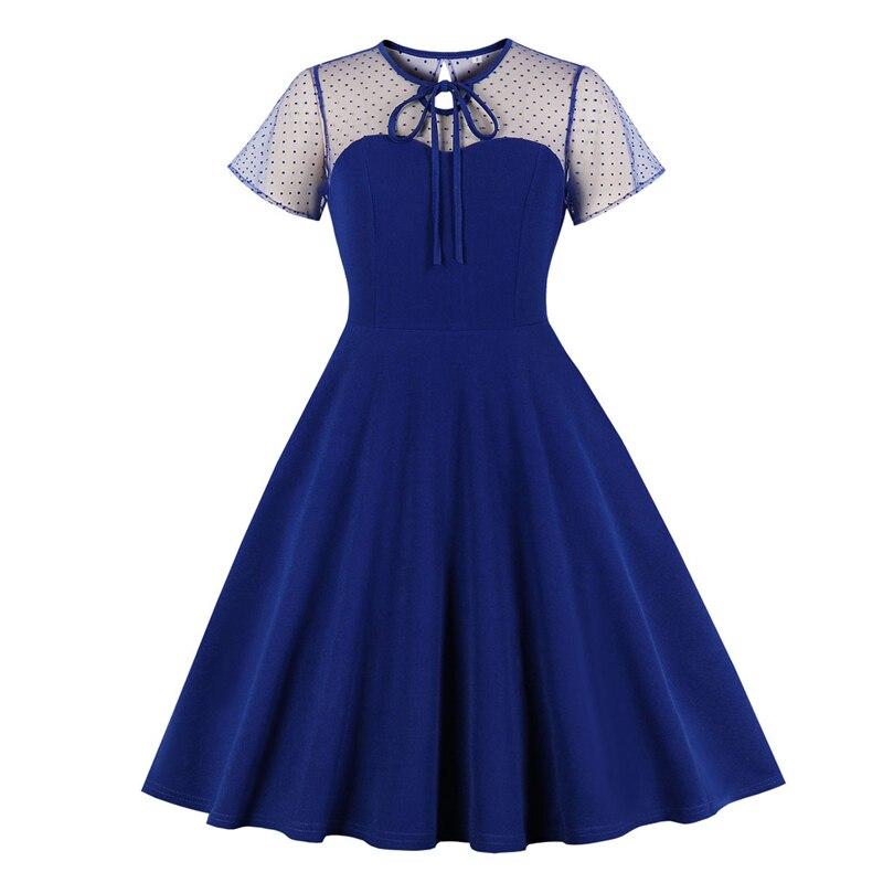 Plus Size 50s Evening Dress Blue