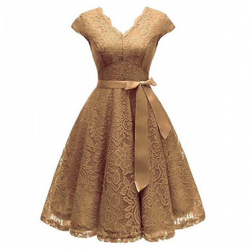 Coffee Lace 50s Party Dress