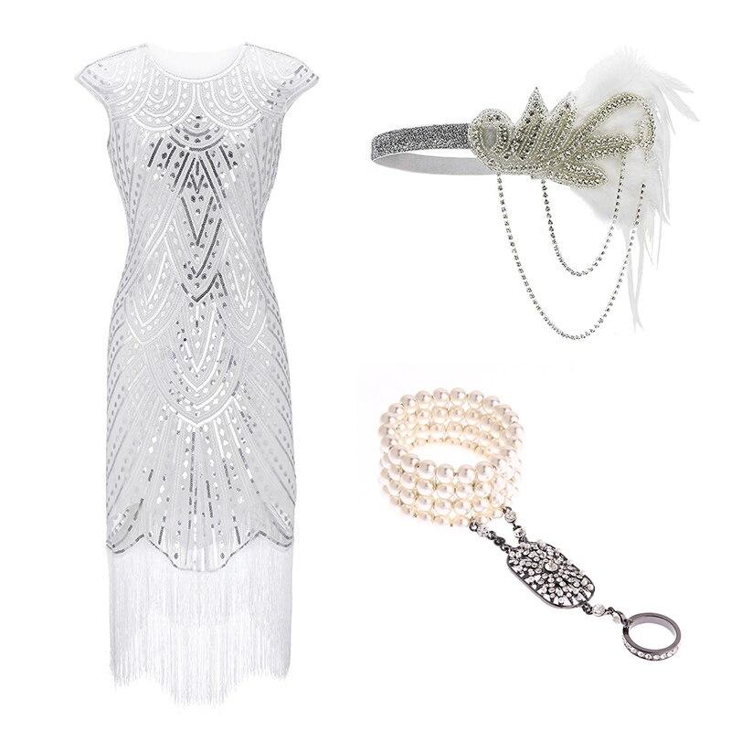 White 20s Style Evening Dress