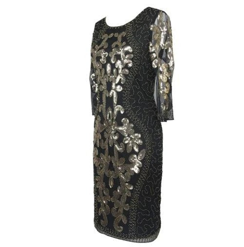 Black Gold Gatsby Style Evening Dress