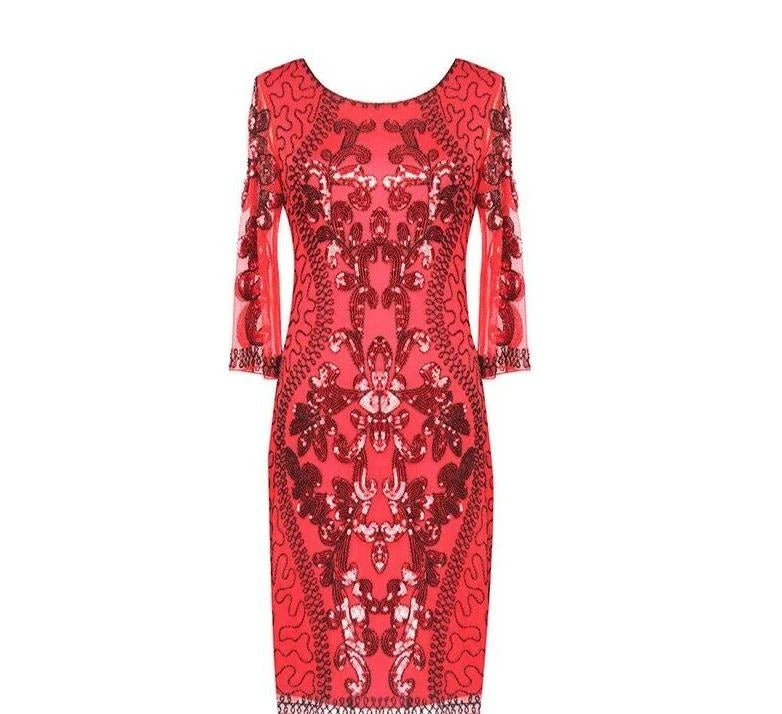 Red Gatsby Style Evening Dress