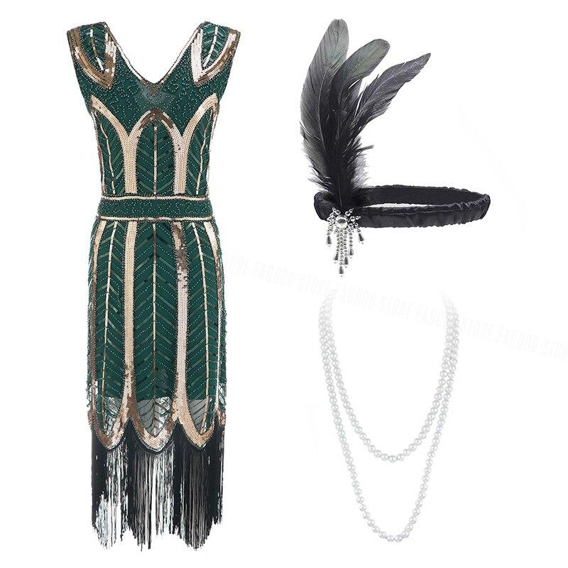 Green 20s 30s Dress