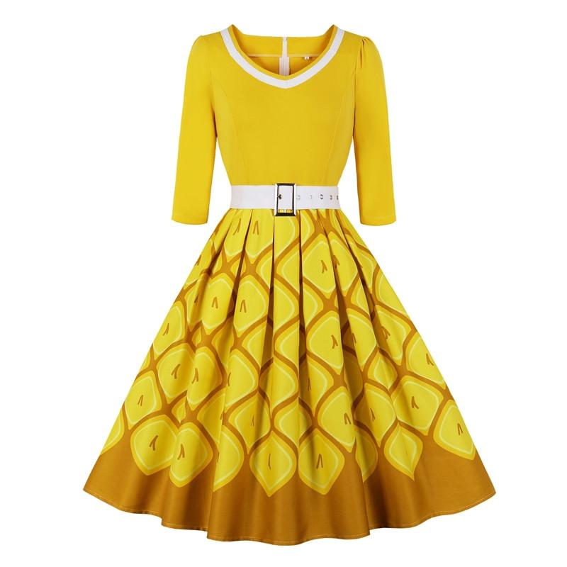 Plus Size 50s Dress Yellow