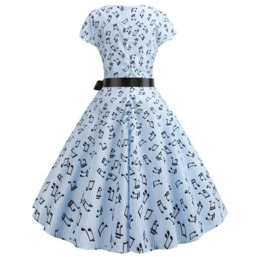Vintage Blue Music Flared Dress