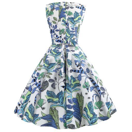 Blue Flowers Vintage Flared Dress